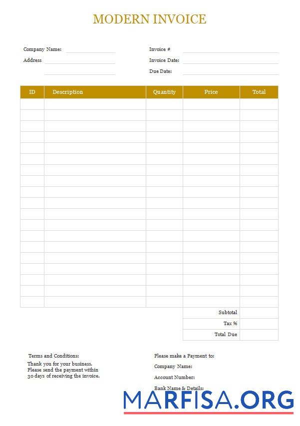 Realistic Free Modern Invoice Template